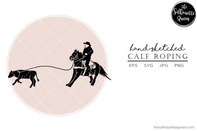 Hand drawn Rodeo Calf Roping 2  Vector Sketch