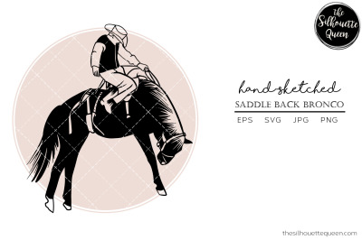 Hand drawn Rodeo Saddle Back Bronco  Vector Sketch