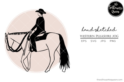 Hand drawn western pleasure Jog  Vector Sketch