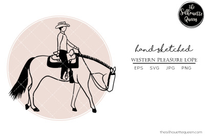 Hand drawn western pleasure Lope  Vector Sketch