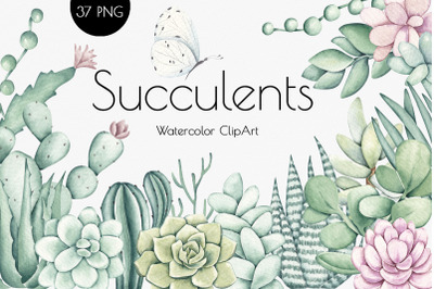 Watercolor Clipart &quot;Succulents&quot;