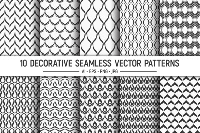 10 decorative seamless vector patterns
