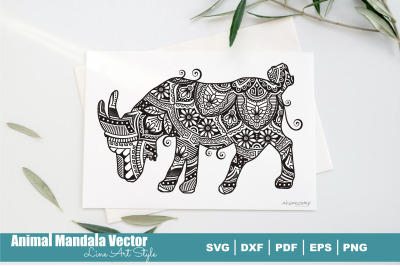 Animal Mandala Vector Line Art Style #6