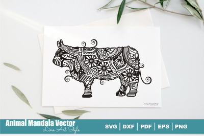 Animal Mandala Vector Line Art Style #7
