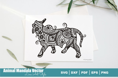 Animal Mandala Vector Line Art Style #8