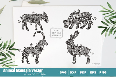 Mini Bundles Animal Mandala Vector Line Art Style #4