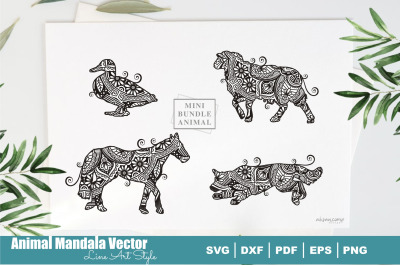 Mini Bundles Animal Mandala Vector Line Art Style #5