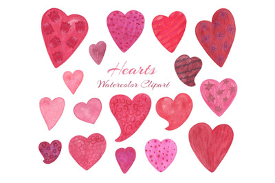 St Valentine watercolor hearts clipart