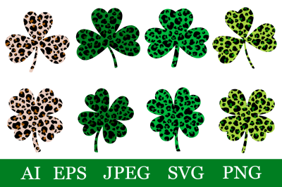 St Patricks Day leopard spots. Clover St Patricks leopard