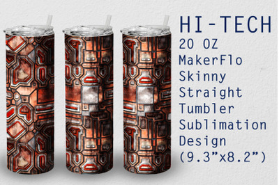 Tumbler Straight 20 OZ Sublimation Hi-Tech Wrap Design