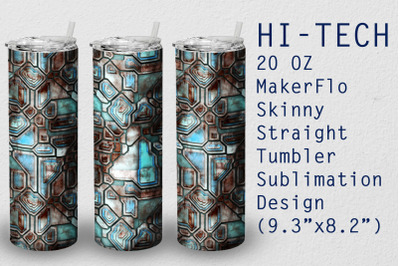 Tumbler Straight 20 OZ Sublimation Hi-Tech Wrap Design