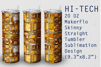 Tumbler Straight 20 OZ Sublimation Hi-Tech Wrap Design