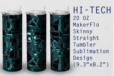 Tumbler Straight 20 OZ Sublimation Hi-Tech Wrap Design