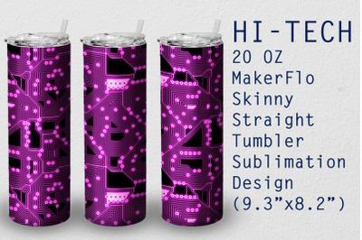 Tumbler Straight 20 OZ Sublimation Hi-Tech Wrap Design