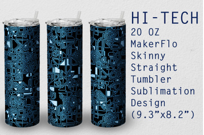 Tumbler Straight 20 OZ Sublimation Hi-Tech Wrap Design