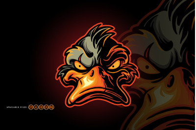 Angry bad duck face mascot cartoon