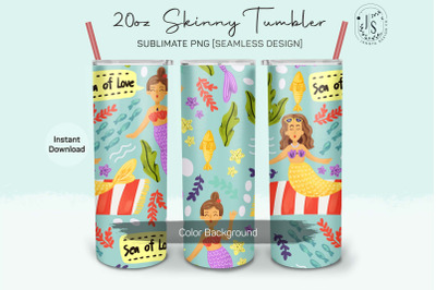 Mermaid Summer Beach 20oz Tumbler Sublimation Wrap