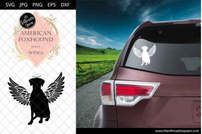 American Foxhound #6 with Wings SVG, Pet Memorial, RIP Angel, In Loving Memory, Animal Lover Vector for Cricut, Silhouette Studio, Scan and Cut files