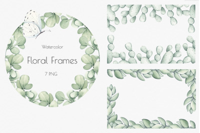 Watercolor Set of Frames and Borders