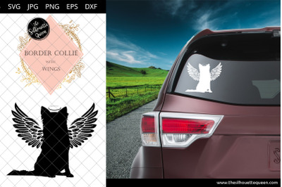 Border Collie #9 with Wings SVG, Pet Memorial, RIP Ange