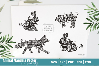 Mini Bundles Animal Mandala Vector Line Art Style #6