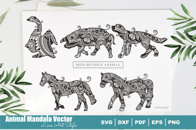 Mini Bundles Animal Mandala Vector Line Art Style #7