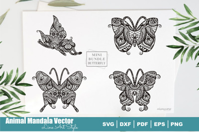 Mini Bundles Butterfly Mandala Vector Line Art Style #1