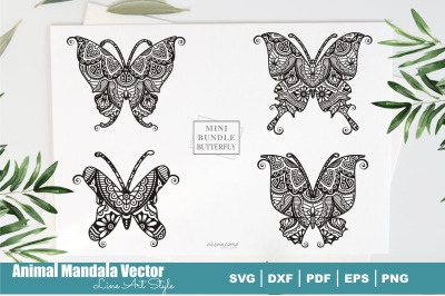 Mini Bundles Butterfly Mandala Vector Line Art Style #2