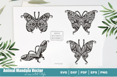 Mini Bundles Butterfly Mandala Vector Line Art Style #3