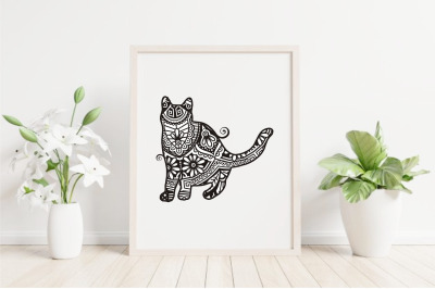 Cat Poodle Mandala &23;5. Boho Style SVG