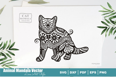 Cat Poodle Mandala &23;17. Boho Style SVG