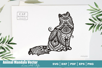 Cat Poodle Mandala &23;20. Boho Style SVG