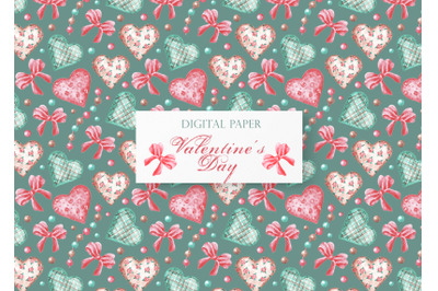 Hearts, valentine&#039;s day seamless pattern. Love. February 14. Vintage