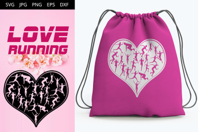 Runner Women Love SVG Cut File Design, Silhouette, Cricut