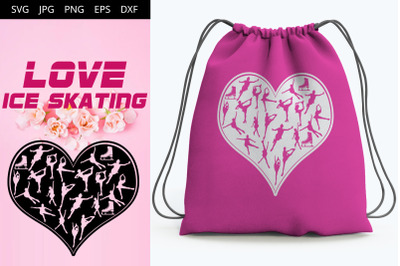 Ice skating Women Love SVG Cut File Design, Silhouette, Cricut