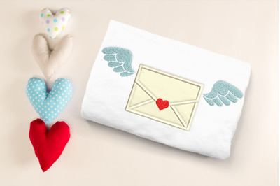 Valentine Envelope with Wings | Applique Embroidery