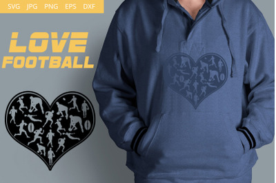 Rugby league football Love SVG Cut File Design, Silhouette, Cricut