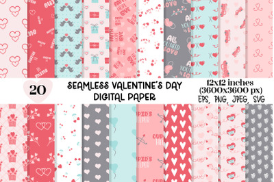 Seamless Valentine&#039;s Day Digital paper Bundle. Valentine&#039;s day seamles