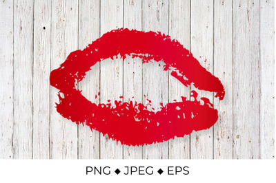 Red lips. Lipstick kiss print sublimation