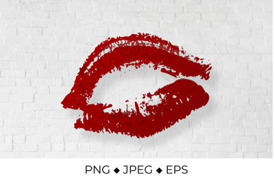 Lips print. Red lipstick kiss sublimation