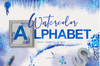 Watercolor Blue Alphabet