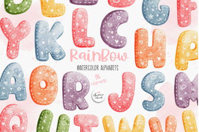 Rainbow alphabets, colorful fonts