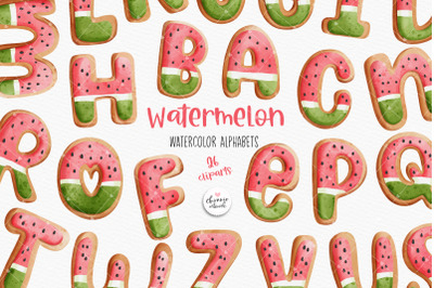 Watermelon cookies alphabets,Watermelon fonts
