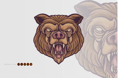 Angry bear head logo mascots