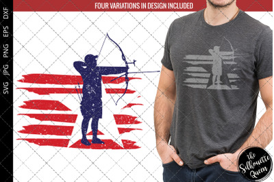 Archery - Men flag svg , Archer svg, American Flag