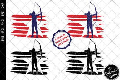 Archery - Women flag svg , Archer svg, American Flag