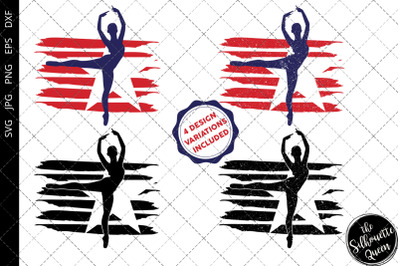 Ballet-2 flag svg , Ballerina Dancer svg, American Flag