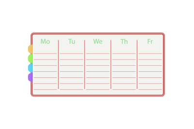 Weekly planner template. Vector reminder office blank