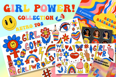 Girl power stickers, Women&#039;s Day set