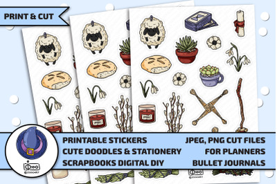 Imbolc Printable Digital Stickers
